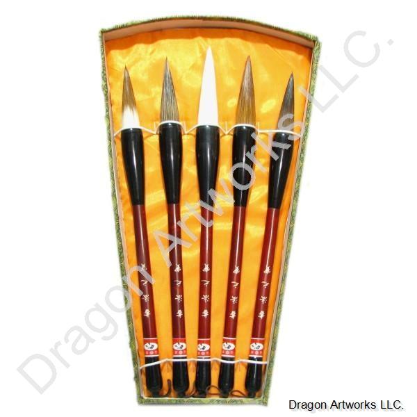 Five Brush Chinese Calligraphy Brushes Set